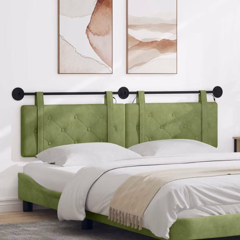 Testiera sospesa vidaXL in velluto verde con luce LED integrata