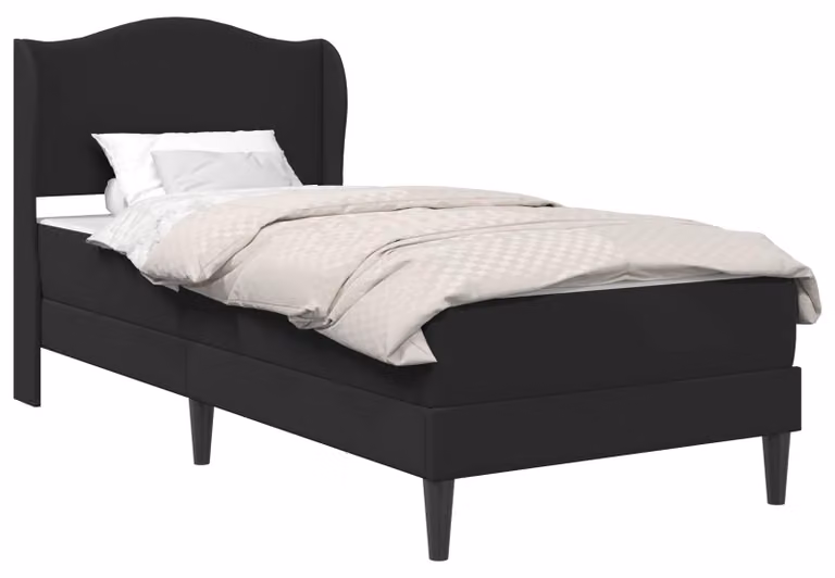 Struttura del letto con testiera Nero 90 x 190 cm Pelle finta