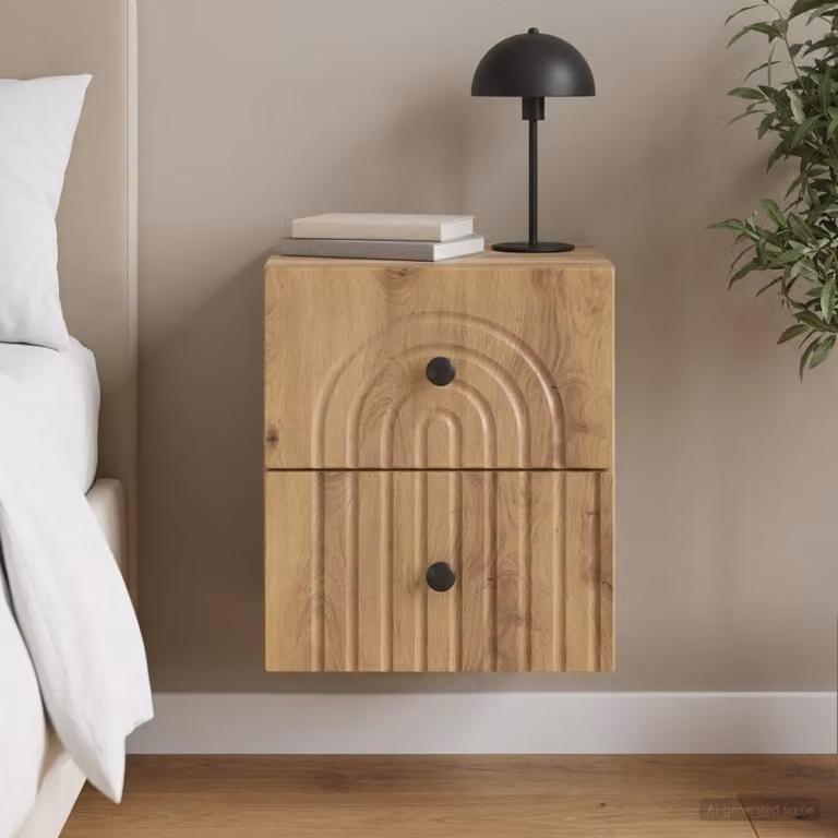 vidaXL Mobiletto da notte sospeso moderno in legno color marrone L: 33 cm, P: 34,5 cm, H: 40 cm