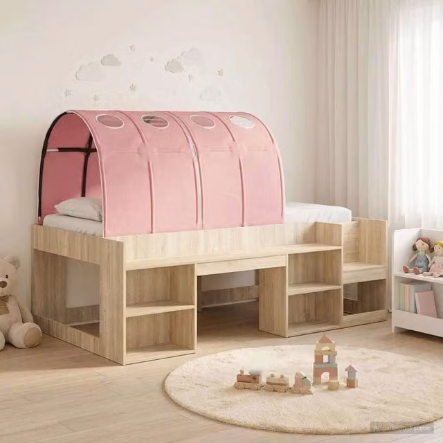 Letto con Tunnel 3 pz Rovere Sonoma e Rosa Legno ingegnerizzato 3423638