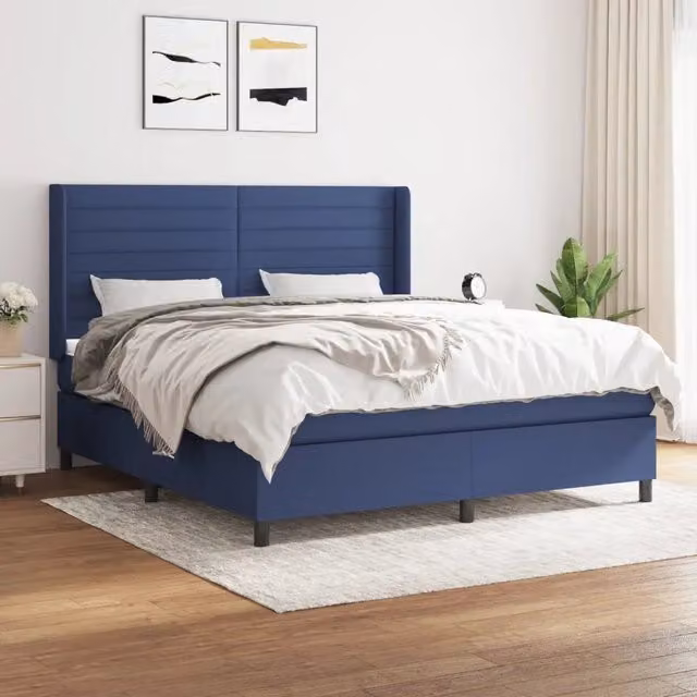 Letto Ibrido con Giroletto a Molle e Materasso vidaXL Blu e Bianco L/P/H: 180 x 200 x 128 cm