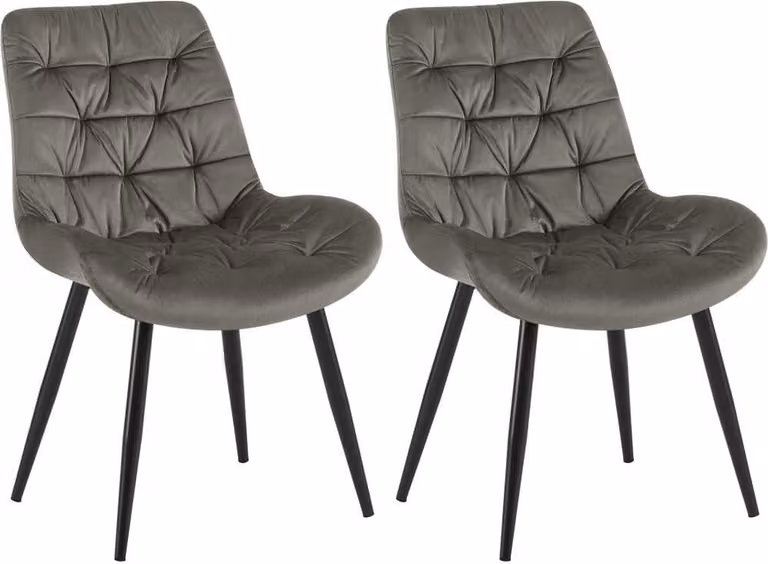 set di 2 sedie da pranzo - sedie in velluto - elevato comfort di seduta | colore: grigio scuro