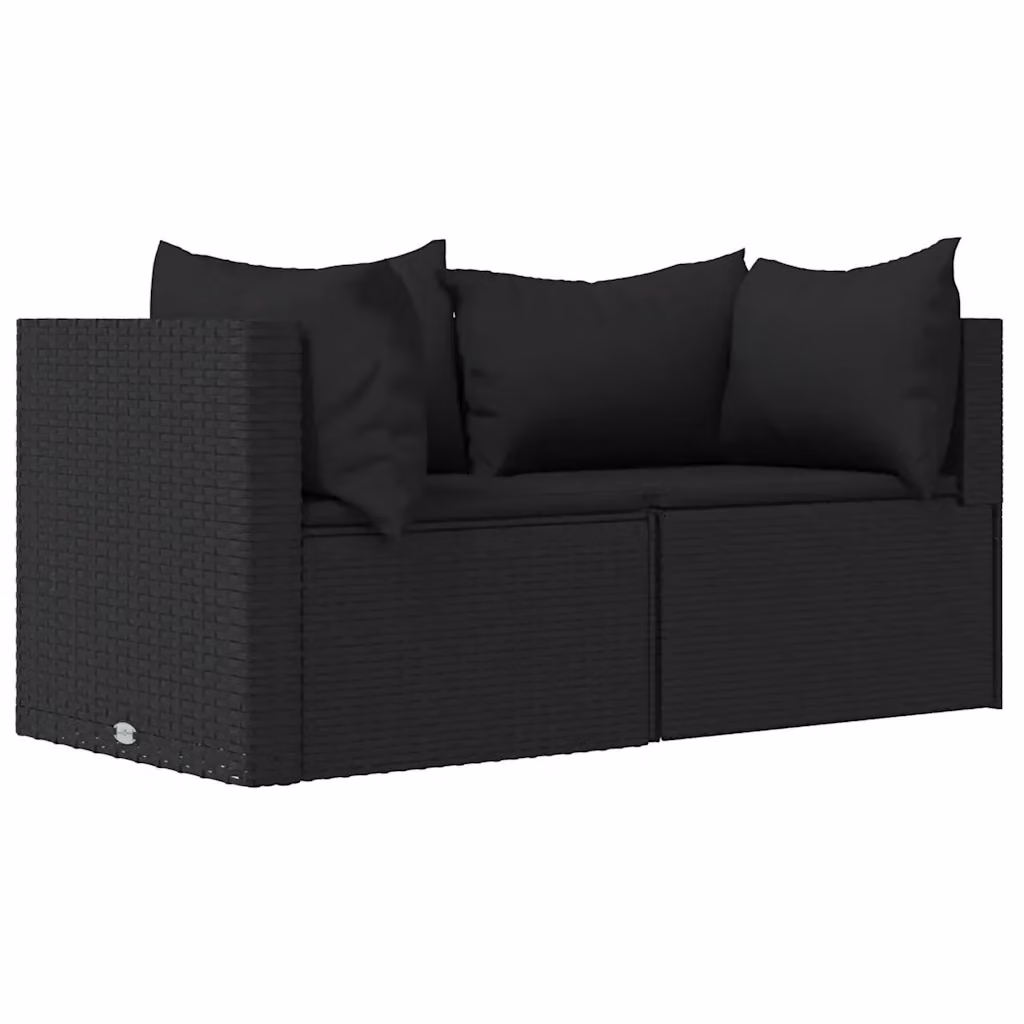 Divano Angolare da Giardino vidaXL con Cuscini in Polyrattan e Telaio in Metallo, Nero – 2