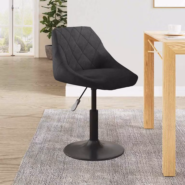Sgabello da bar vidaXL in velluto nero con base girevole 360 gradi e finitura lucida, Altezza: 77,5 cm, Larghezza: 46 cm, Profondità: 44 cm