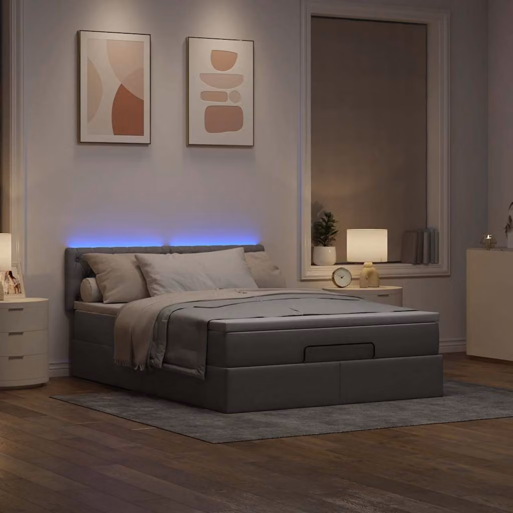 Maison Exclusive - Letto ottomano con materasso e LED Taupe 140x200 cm Tessuto