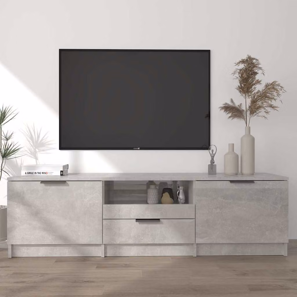Mobile TV moderno vidaXL in legno e MDF, Grigio, L 140 x P 35 x H 40 cm