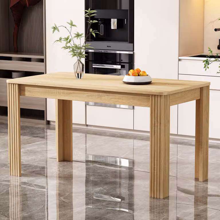 Tavolo da pranzo rettangolare Flieks, tavolo da cucina con gambe in legno, tavolo per sala da pranzo soggiorno, 116x65x75cm, finitura naturale