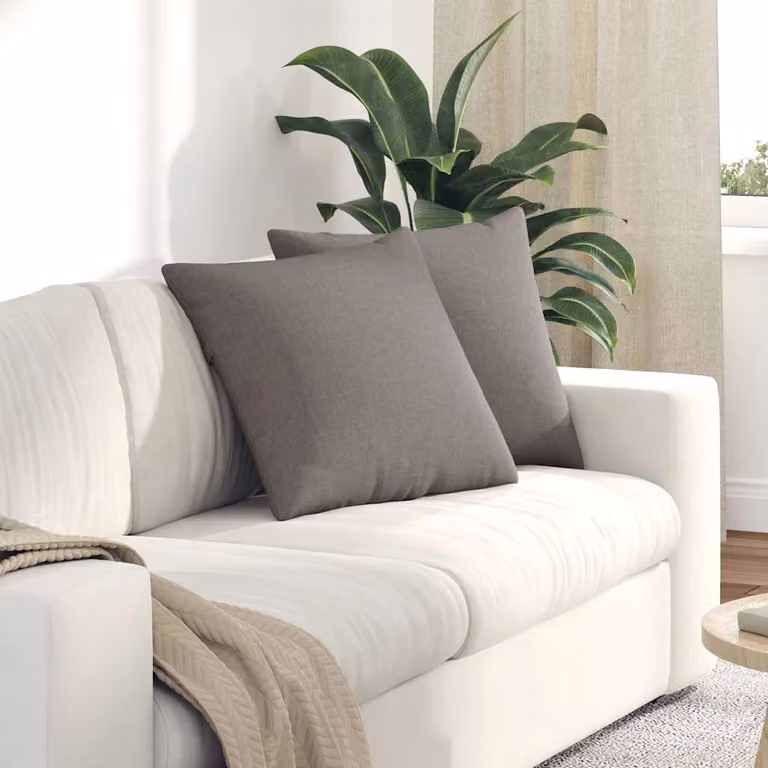Set di 2 cuscini da divano vidaXL in tessuto di talpa con fodera rimovibile, L 50 cm x P 50 cm x H 50 cm, disponibili in beige o grigio