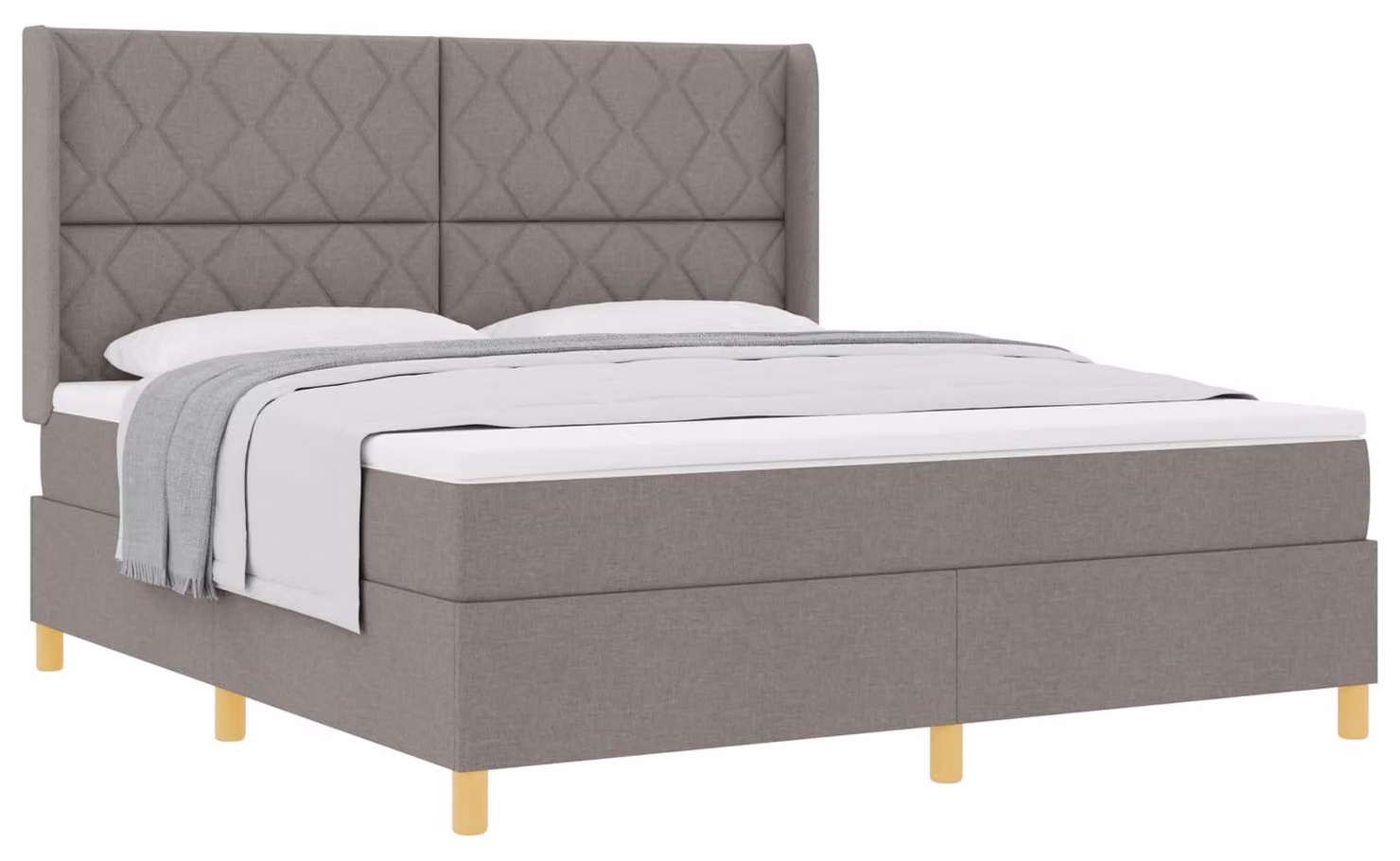 Letto a molle insacchettate con testata in tessuto tortora 180 x 200 cm