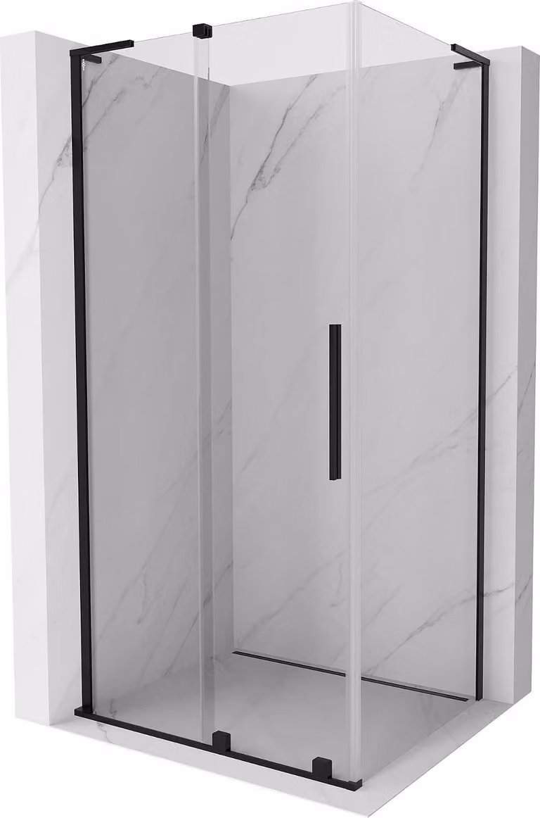 Mexen Velar L cabina doccia scorrevole 120 x 75 cm, trasparente, nero- 871-120-075-03-70