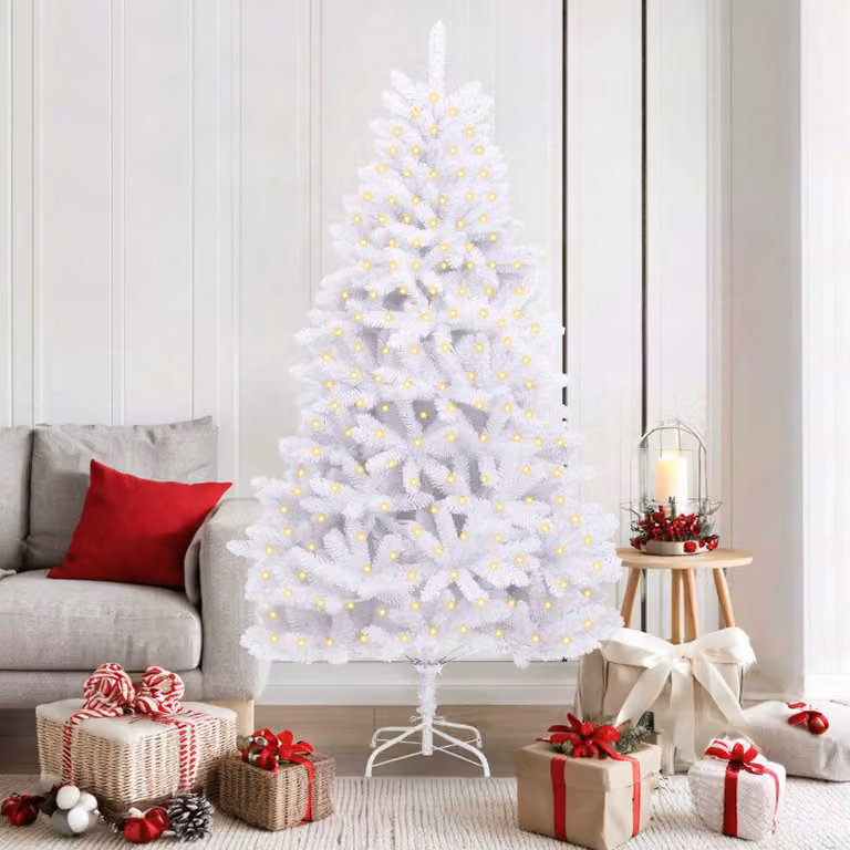vidaXL Albero di Natale artificiale 300 LED PVC e Acciaio Bianco