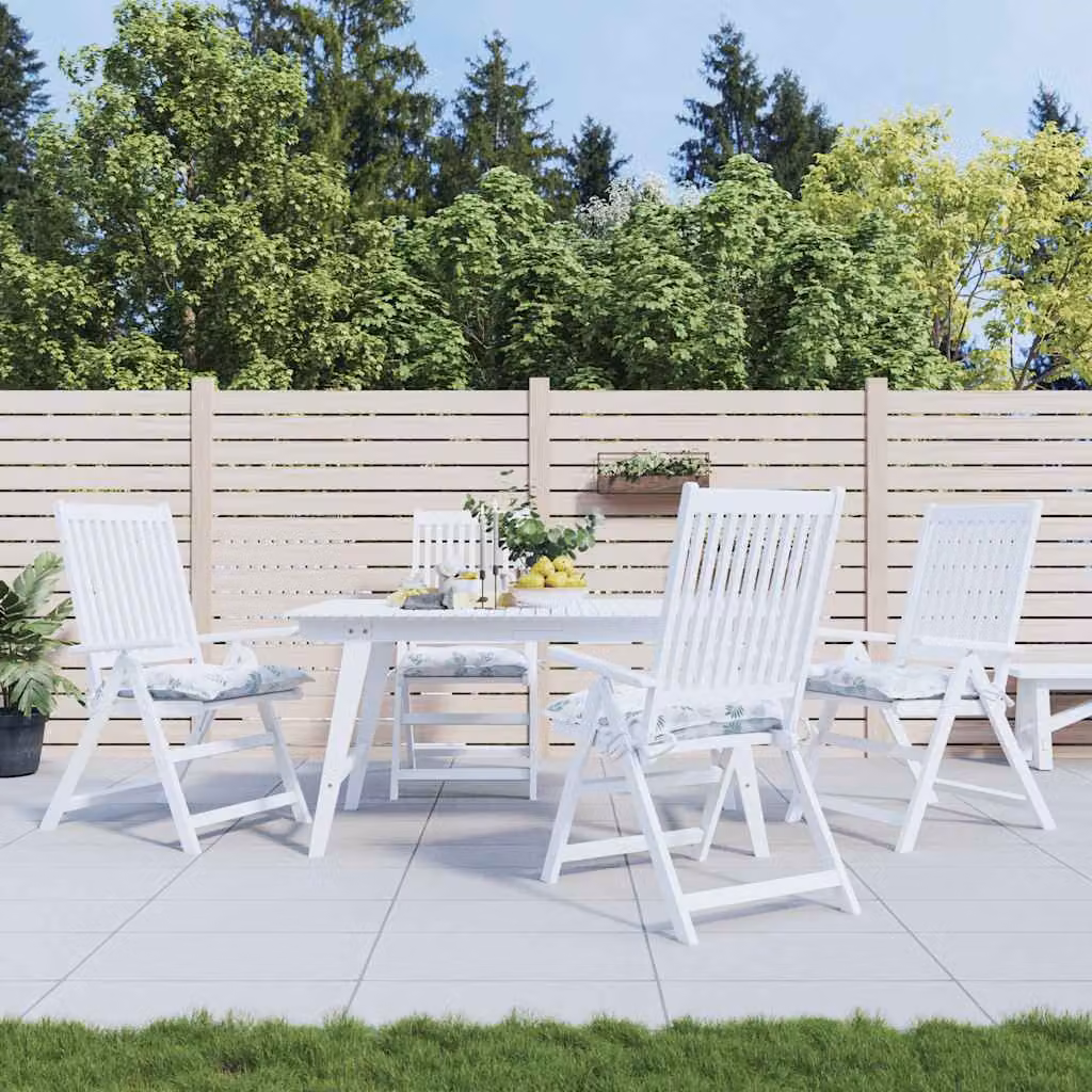 Set di 4 cuscini per sedia vidaXL con motivo a foglie verdi, in tessuto Oxford traspirante e idrorepellente, L 50 x P 50 x H 7 cm