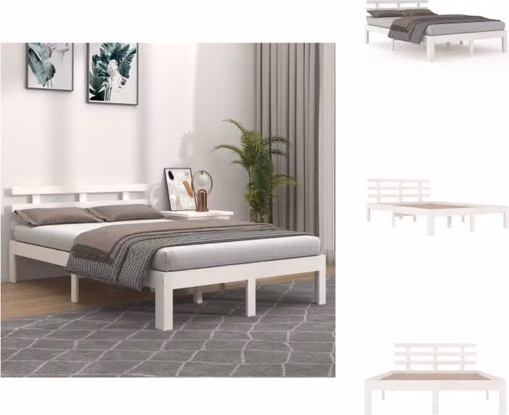 vidaXL Letto in legno massiccio bianco 180x200 cm - Letti e strutture letto