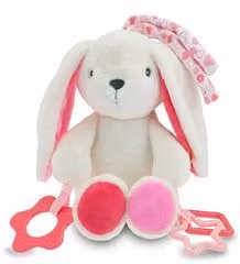 Peluche Coniglietto Morbidoso con sonaglio (26cm) GOGO ELITE Bianco e Rosa 39619