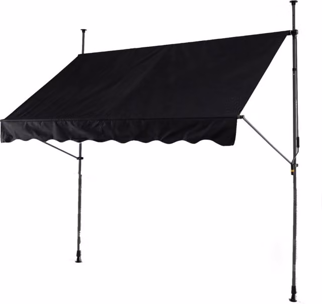 Tenda da sole regolabile per esterni senza foratura con manovella, Tenda da sole e giardino 250 x 210-300 cm Nero-Tende parasole