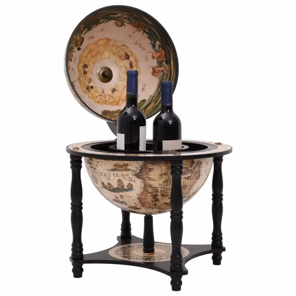 Bar a Globo Portavini Nero in Legno Massello di Eucalipto CFW3836397 – 2