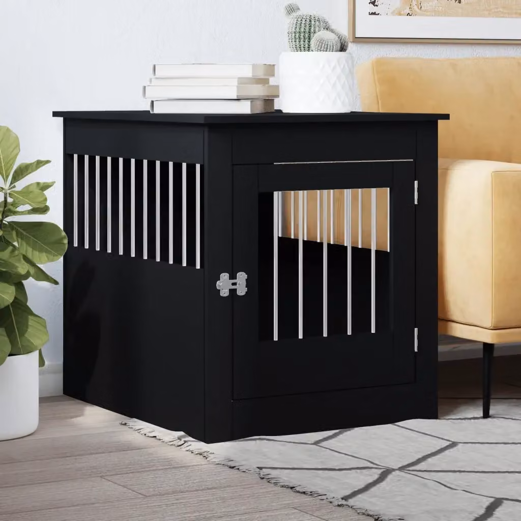 Gabbia per cani in legno multistrato e metallo nera DESIGN IN L/P/H: 64,5 x 80 x 71 cm CFW6067280 – 2