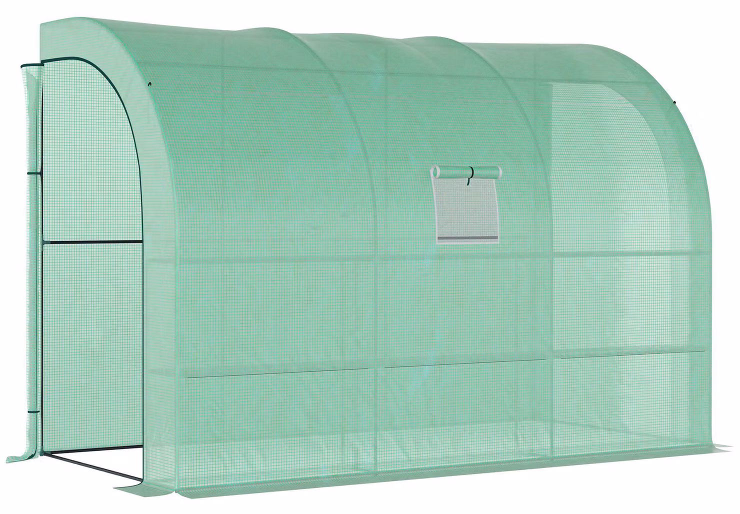Serra Moonbite, modello autoportante, dimensioni 300 x 150 x 213 cm, con 3 livelli e 6 ripiani in filo metallico, porte con cerniera e finestre a rete, ideale per la coltivazione invernale di pomodori, realizzata in plastica, colore verde