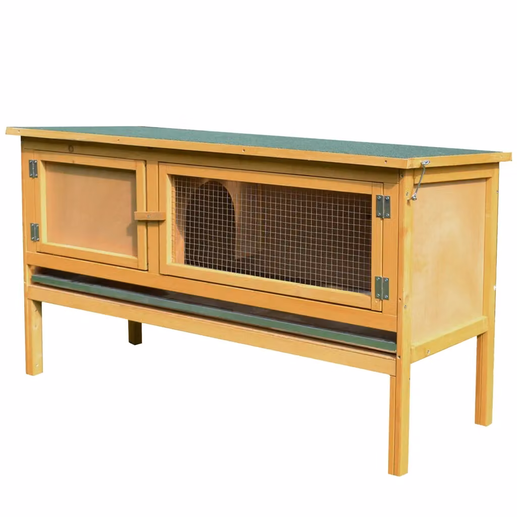 Casetta per conigli in legno XYLO beige chiaro con tetto apribile e vaschetta L: 115 cm, P: 44,3 cm, H: 65 cm – 2