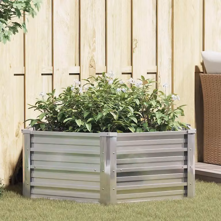 Letto rialzato da giardino vidaXL in acciaio zincato argento L: 129 cm, P: 45 cm