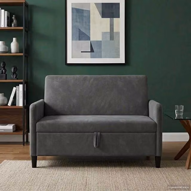 Divano letto moderno vidaXL con contenitore e seduta sollevabile, Grigio, L: 122 cm, P: 78 cm, H: 87 cm