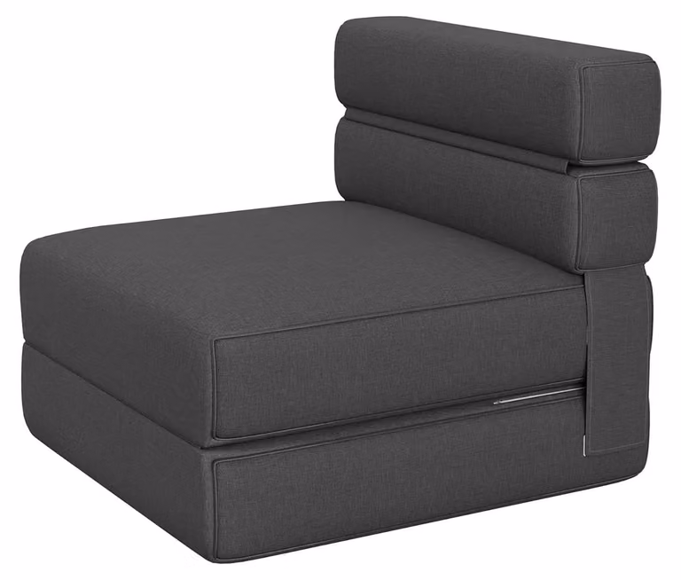 Divano letto pieghevole - Divano letto tipo futon - Con cuscino - Tessuto in canapa - Letto singolo - Ideale per soggiorno e ufficio domestico - Grigio scuro
