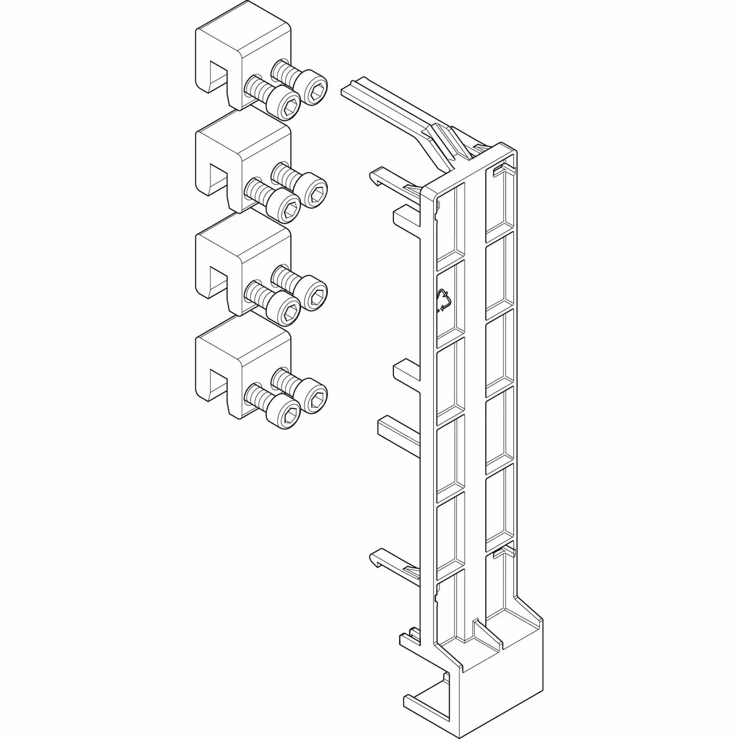 Set di connettori per sbarre collettrici ABN da pannello a pannello 250 A, a 4 poli GSV40N