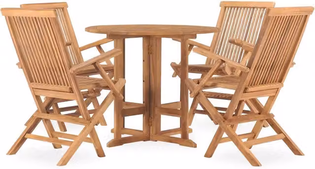Set da Pranzo da Giardino 5 pz Pieghevole in Massello di Teak 3059978