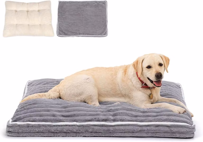 Cuccia per cani, dimensioni 106 x 80 x 13 cm, colore grigio, rivestimento in peluche, imbottitura impermeabile, per uso interno