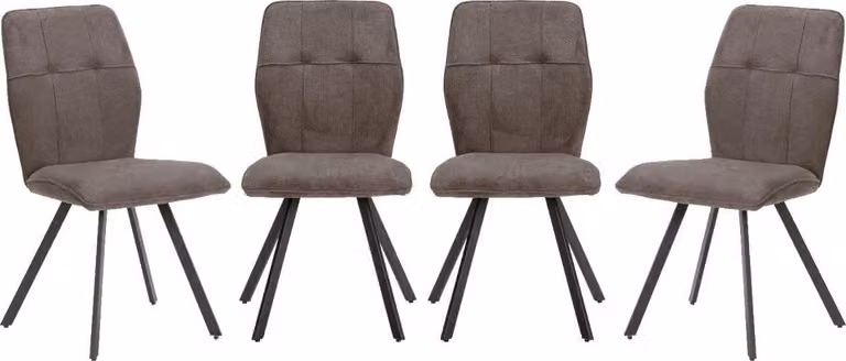 Calicosy - Set di 4 sedie in tessuto con gambe in metallo nero L47 cm - MERY