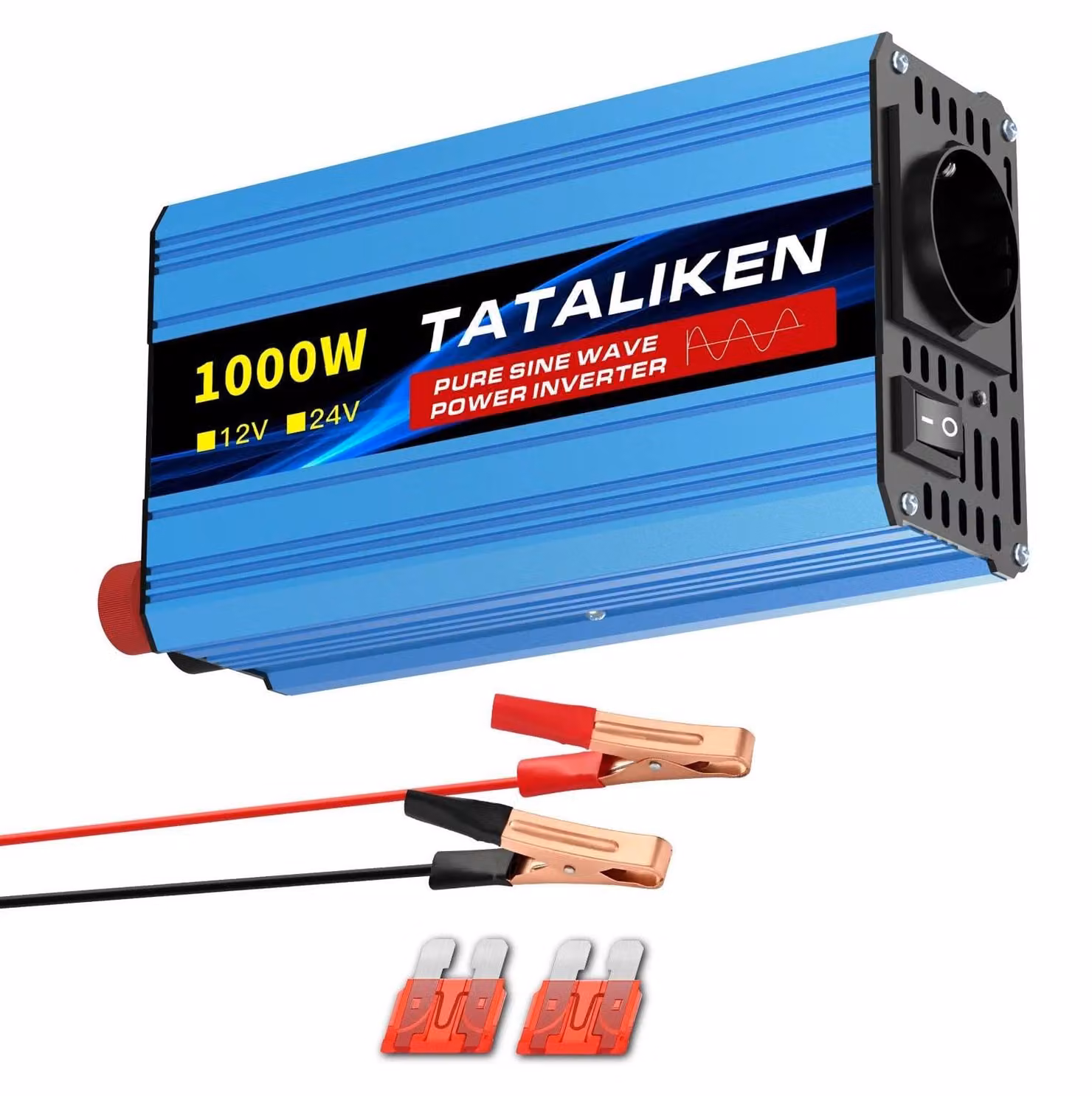 Inverter, 4 prese di corrente europee, ventola termostatica automatica, 1000W, standard europeo