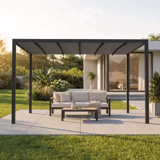Pergola retrattile motorizzata Cosma in alluminio con LED, L: 4 m, P: 3 m