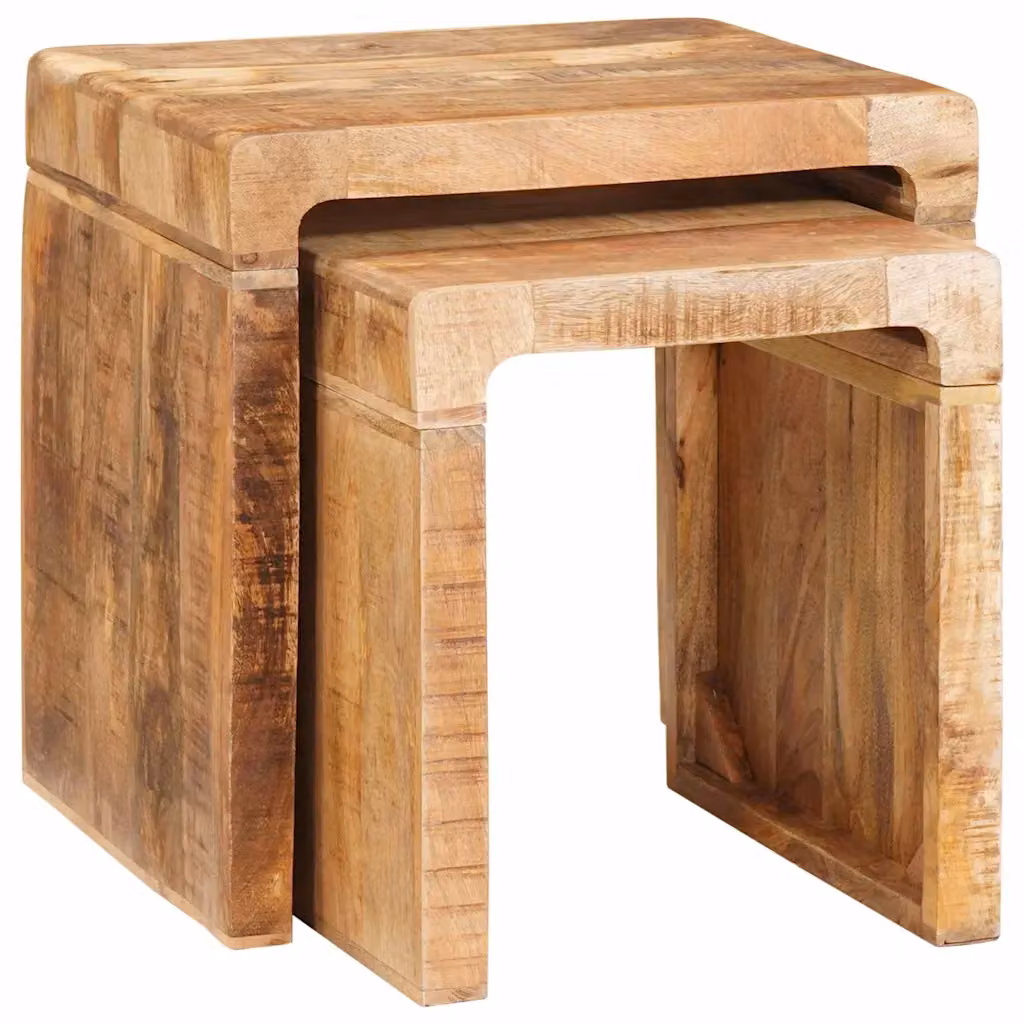 Set di 2 tavolini da annidamento vidaXL in legno di mango marrone L/P/H: 46 x 40 x 46 cm