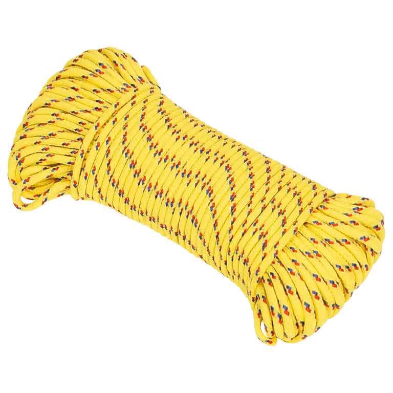 vidaXL Corda multiuso in plastica Gialla, Spessore: 5 mm, Lunghezza: 50 m, Carico massimo: 150 kg