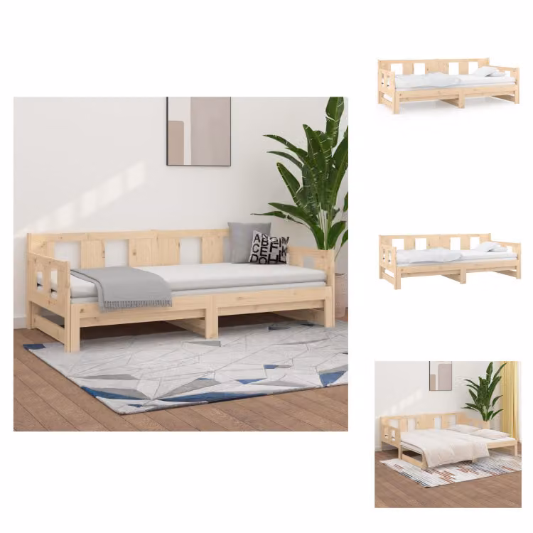 vidaXL Letto da giorno allungabile in pino massiccio 2x(90x190) cm - Letti e strutture letto