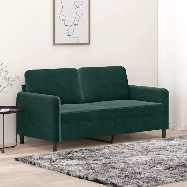 Divano Moderno a 2 Posti vidaXL in Velluto Verde con Struttura in Metallo – 1