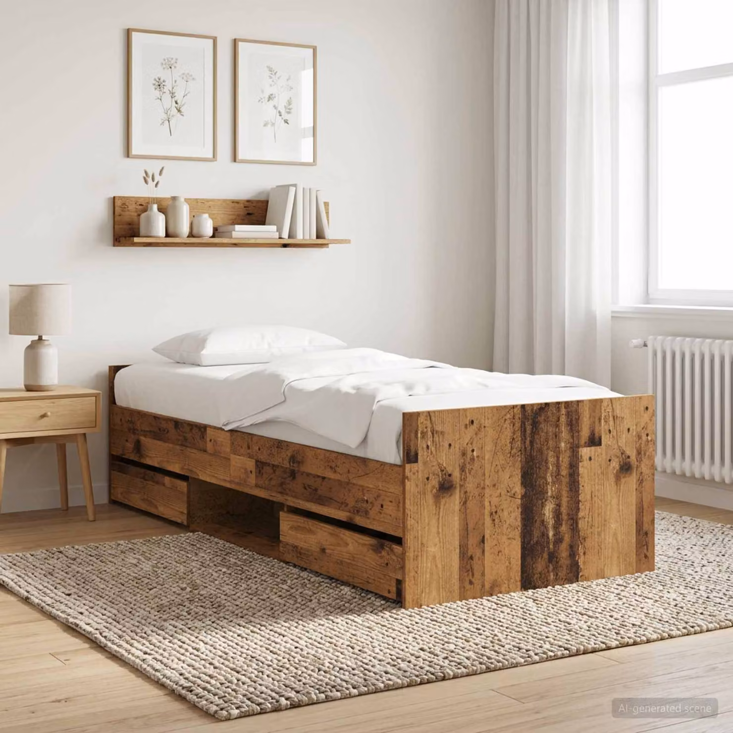 Struttura del letto vidaXL in legno ingegnerizzato color marrone antico con design minimalista