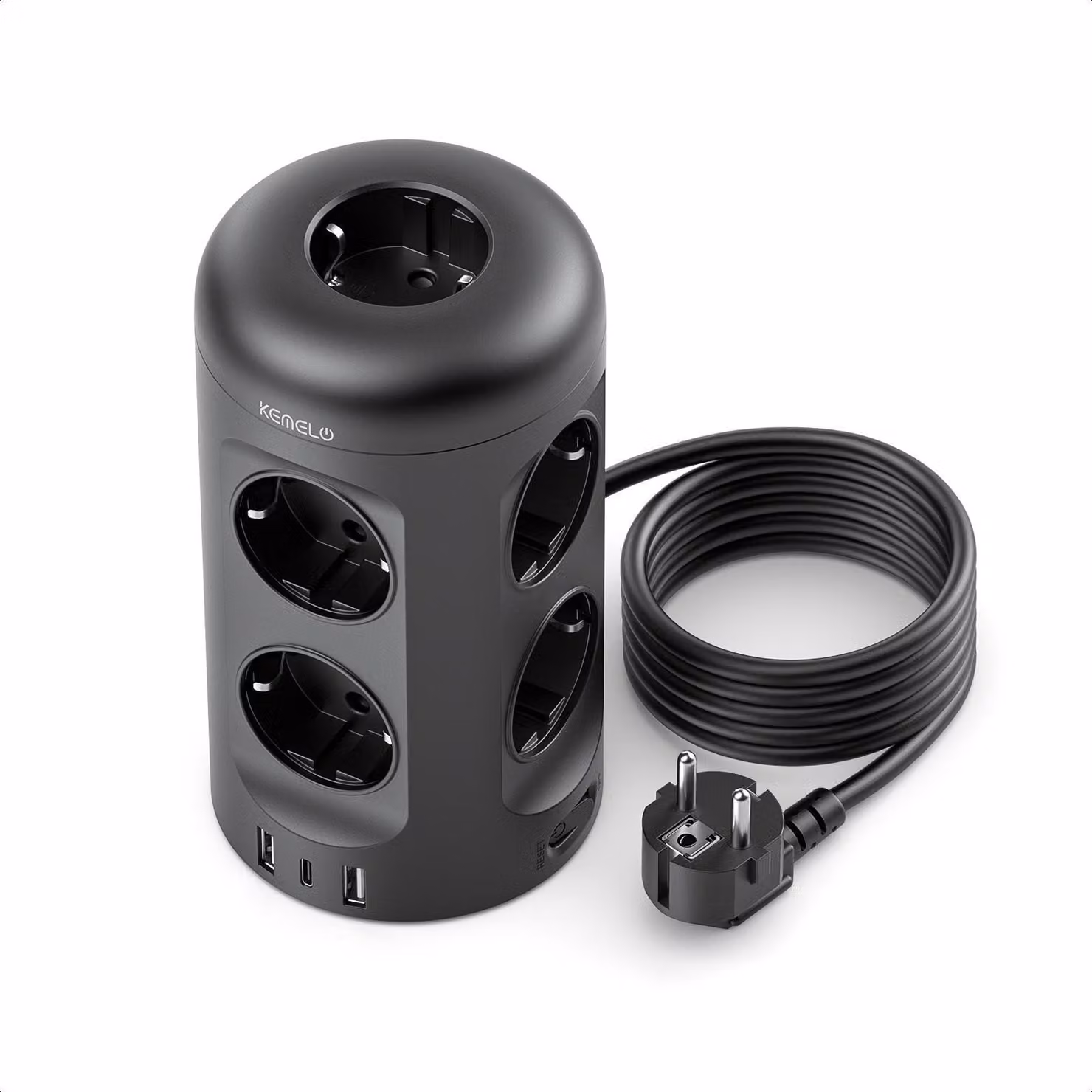 Ciabatta multipresa da 3 metri con interruttore, 9 prese, 3 porte USB, protezione da sovratensione
