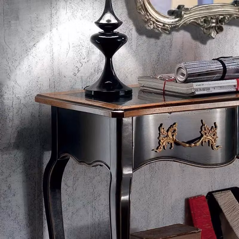 Consolle classica 700 in legno stile shabby nero e oro Mobili 2G L/P/H: 100 x 36 x 78 cm – 4