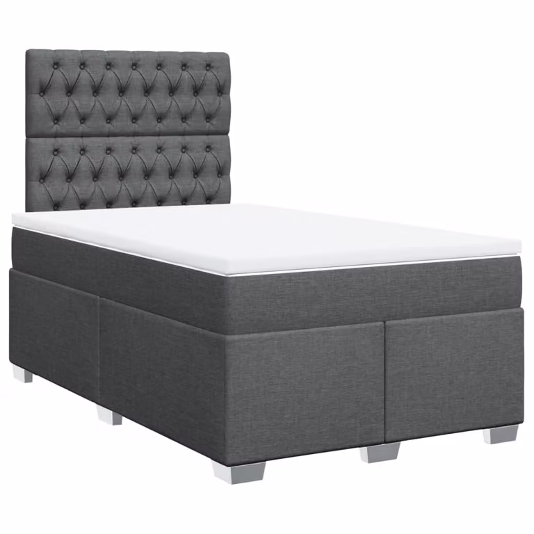 Giroletto a Molle con Materasso Grigio Scuro 120x190cm Tessuto