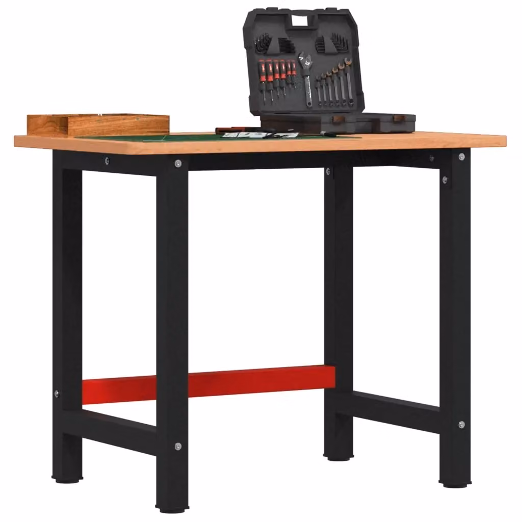 Banco Lavoro Rettangolare in Legno di Faggio e Metallo CFW9763798 L: 100 cm, P: 60 cm, H: 81,5 cm – 2
