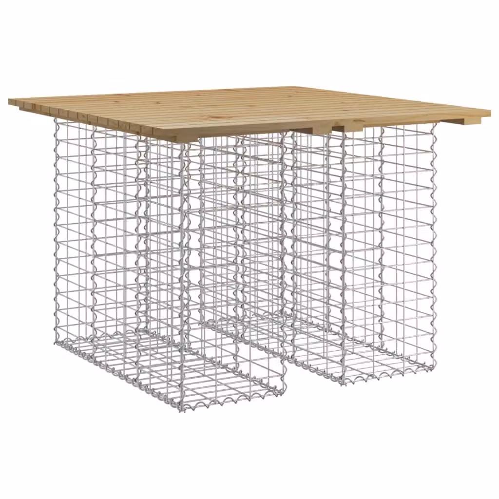 Tavolo da giardino in gabbione design 100x102x72 cm in legno di pino impregnato