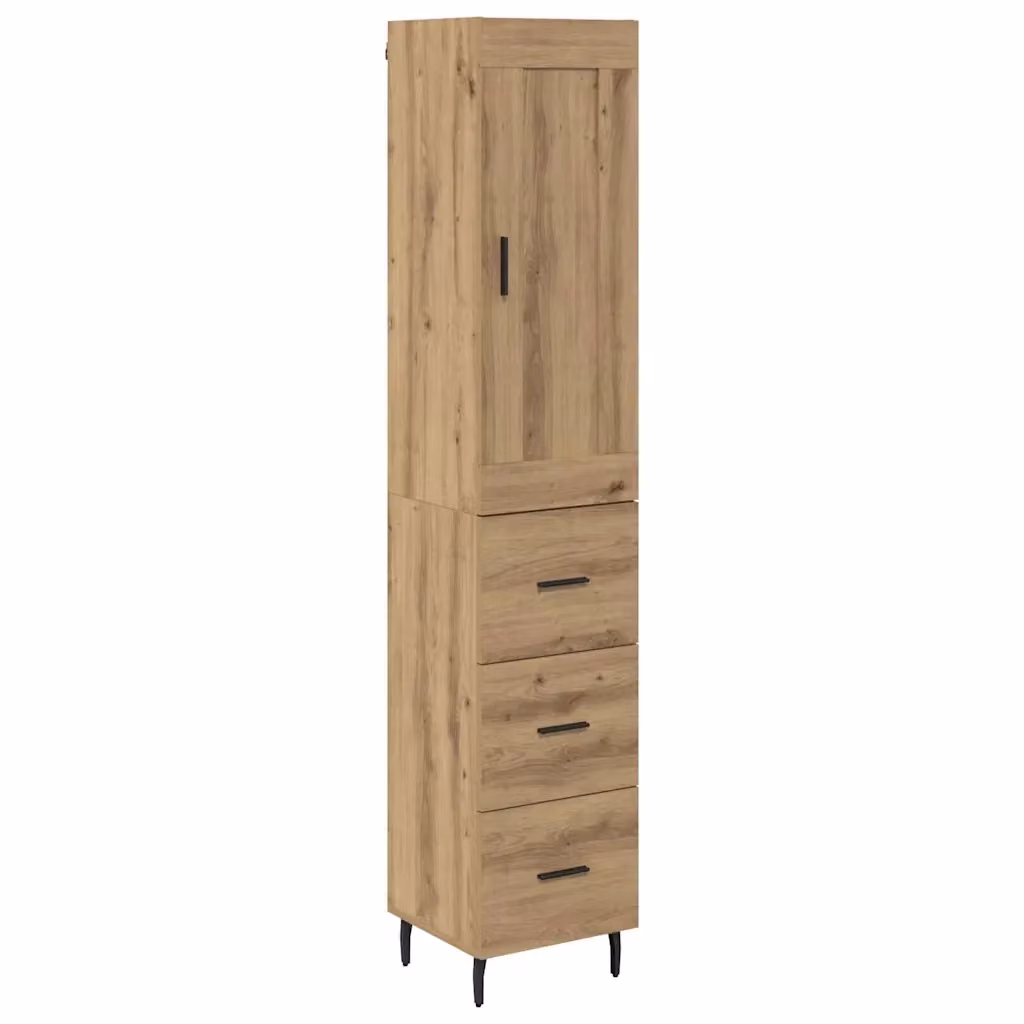 Credenza moderna vidaXL in rovere e metallo, colore marrone, L/P/H: 34,5 x 34 x 180 cm – 2
