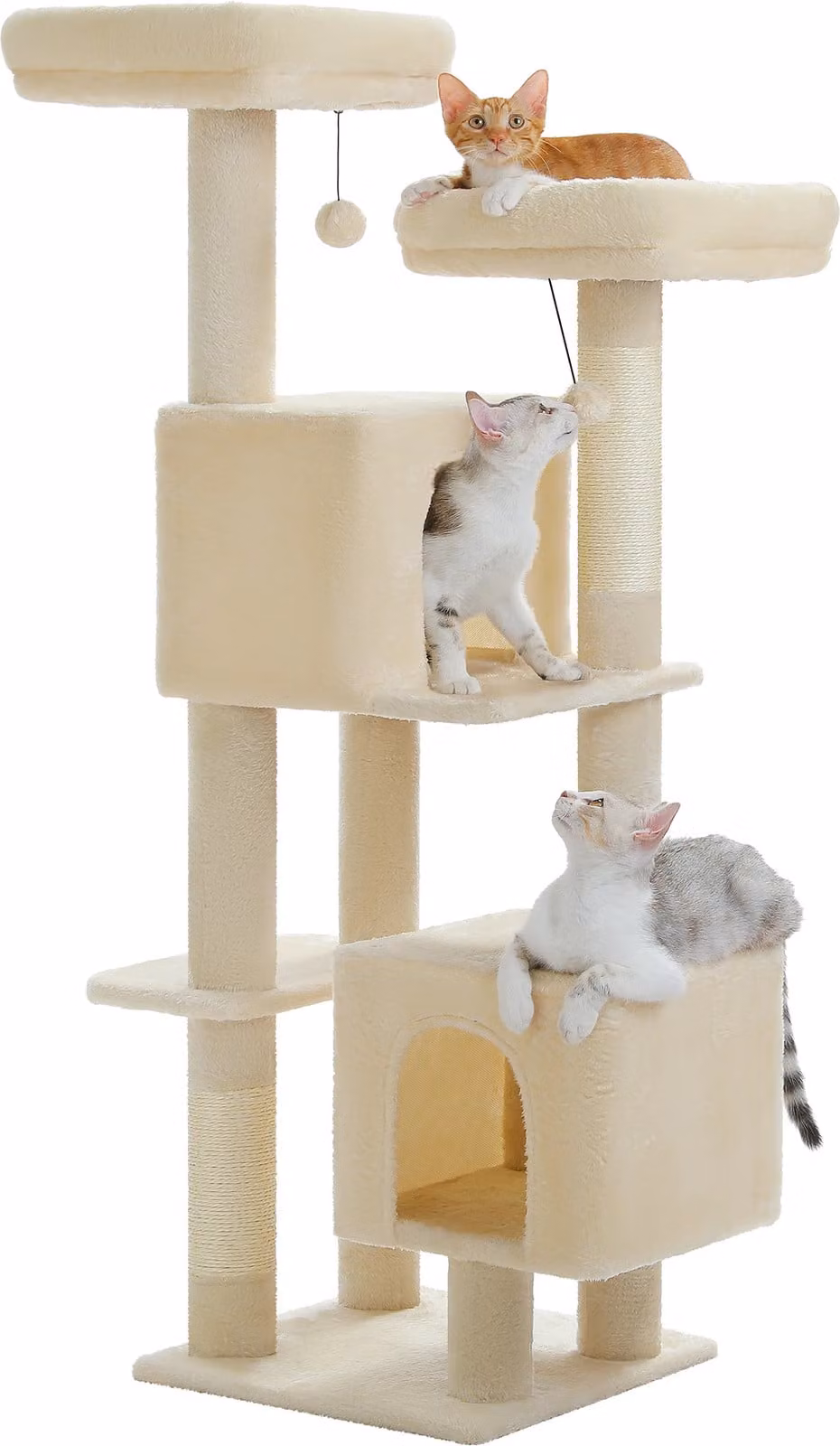 Albero per gatti a più piani, tiragraffi in sisal, appartamenti accoglienti, AMT0292BG, L