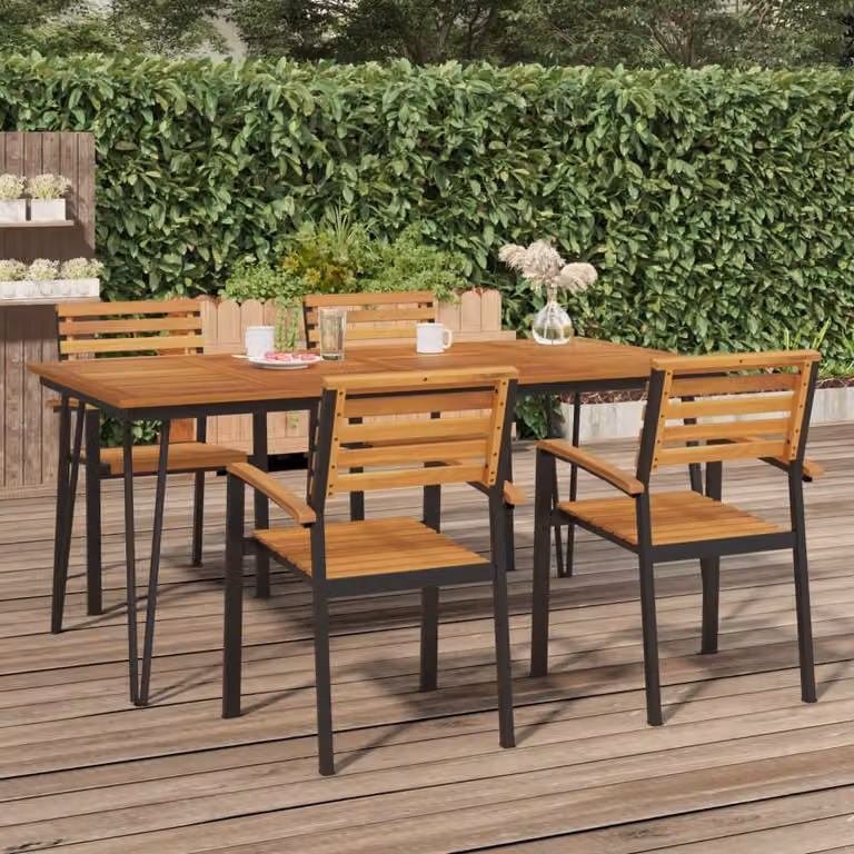 The Living Store tavolo da giardino gambe a forcina 180x90x75 cm in legno massiccio di acacia