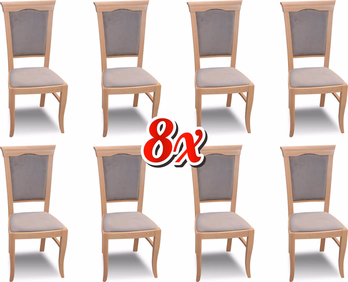 Garnitur Lehn Designer Gruppe Ess 8x Stuhl Zimmer Stühle Polsterstuhl Sessel