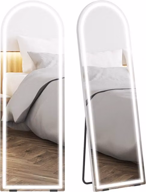 Specchio da terra corpo intero XYLO con luci LED regolabili e 3 temperature di colore, senza cornice, H 150 x L 50 cm