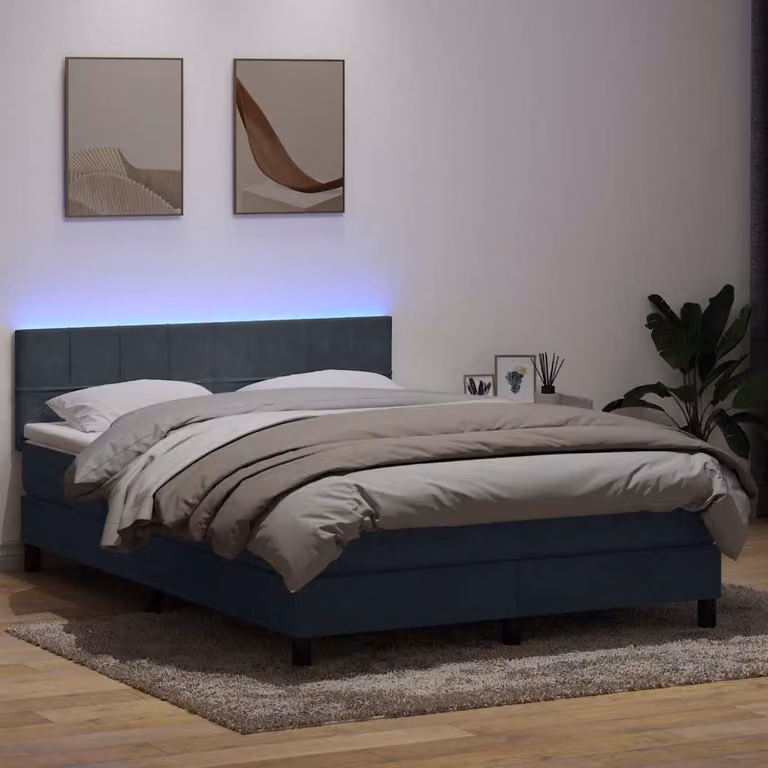 Maison Exclusive - Letto box spring con materasso e LED grigio scuro 160x210 cm velluto