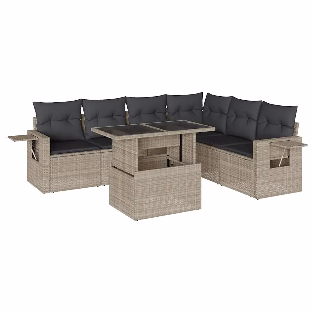 vidaXL Set Divani da Giardino 7pz a Forma di L con Tavolino e Cuscini Grigio Antracite – 2