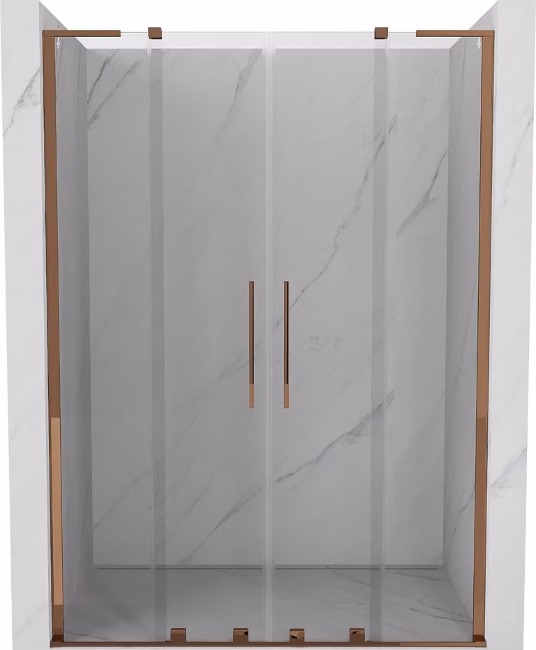Mexen Velar L Duo porte doccia scorrevoli 160 cm, trasparente, oro rosa - 871-160-003-02-60